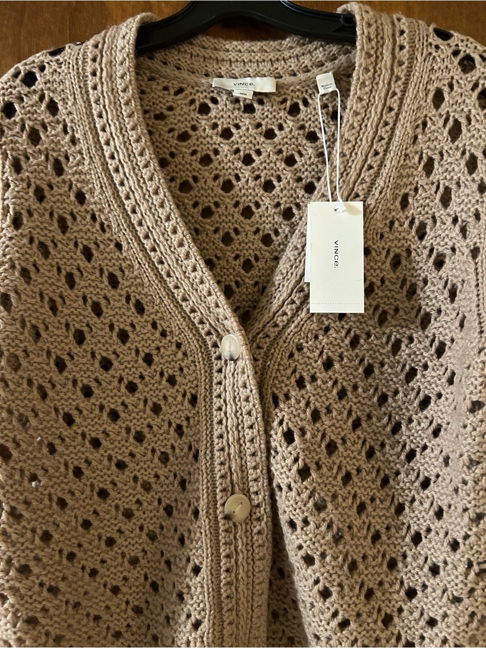 Vince Wool & Cashmere Crochet Cardigan in the shade Amber Light, Size M - Picture 11 of 13